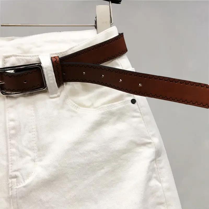 Woman Jeans Pants White Jeans Women's Autumn High Waist Skinny Cropped Tappered Casual Pants