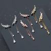 100% 925 Silver Fashion Shiny Crystal Angel Wings Ladies`Long Drop Earrings Women Jewelry Female Christmas Gift Cheap
