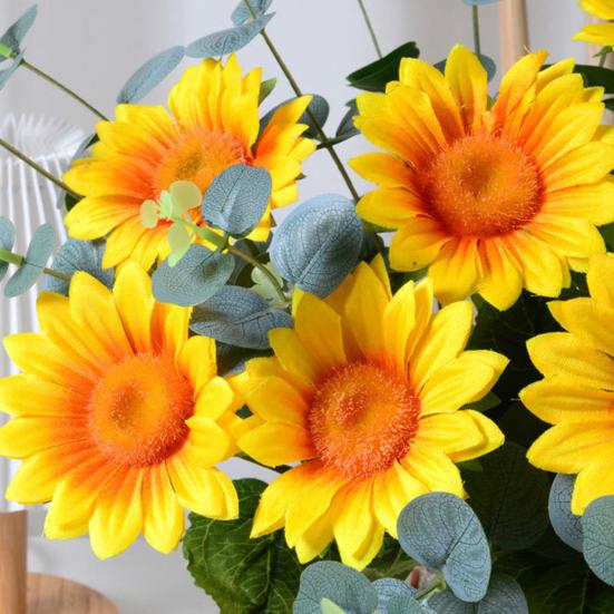 19 Inch Artificial Sunflower Long Stem Fake Large Sunflowers Decoration for Indoor Outdoor Home Wedding Baby Shower Birthday