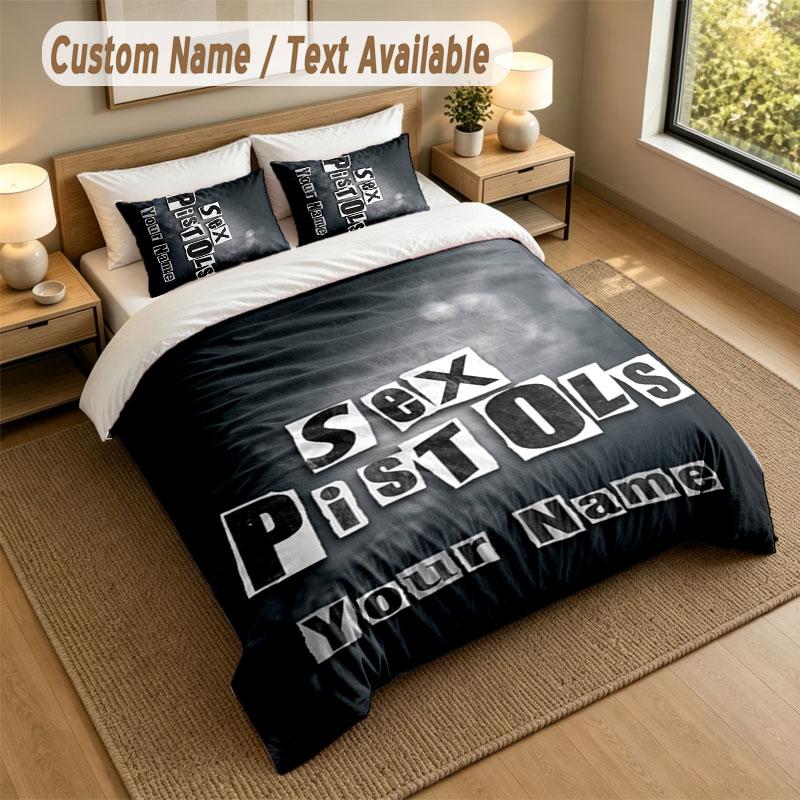 Bedding Set 1 Duvet Cover 2 Pillowcases Sex Pistols Print Soft Bed Linen Bedroom Decor
