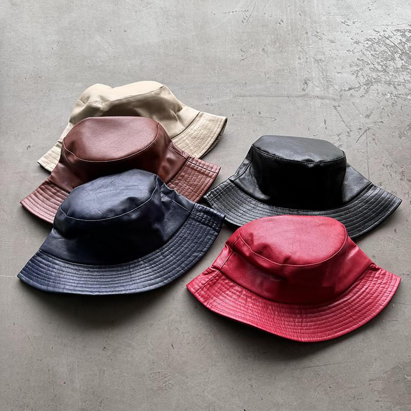 Trendy Pu Leather Wide Brim Cap With Sunshade And Water Resistance For Men And Women