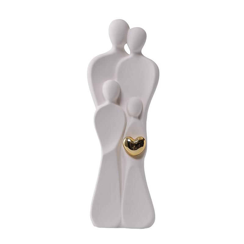European  Ceramic Sculpture for A Family of Four Creative White Couple Figurine Decorative Piece for Living Room or Office Gift
