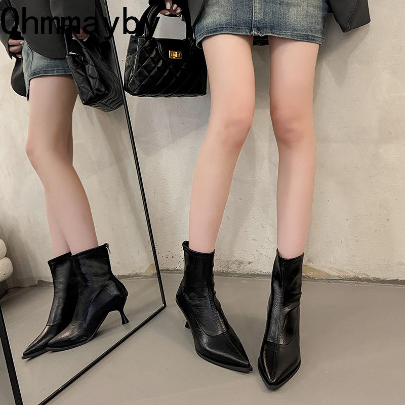 Autumn Design Pointed Toe Women Ankle Boots Sexy High Heels Pointed Toe Shoes Modern Short Botas Para Mujer