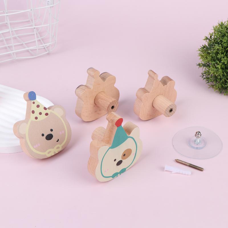 Cute Animal Wooden Hook Cartoon Wall Mount Hanging Hook Decorative Towel Holder Hook For Nursery Bedroom Home Wall Decoration