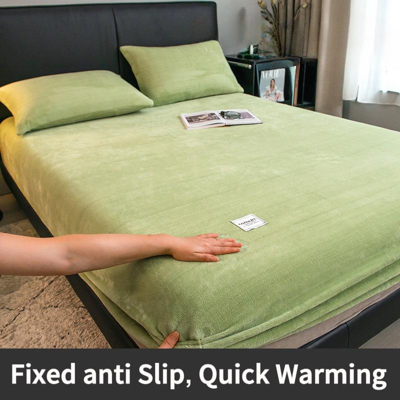 2025 Velvet Thermal Mattress Cover, Plush Fabric Sheets For Winter, Bed Cover, Bed Sheets Set For Single Double King Queen Bed 160x200
