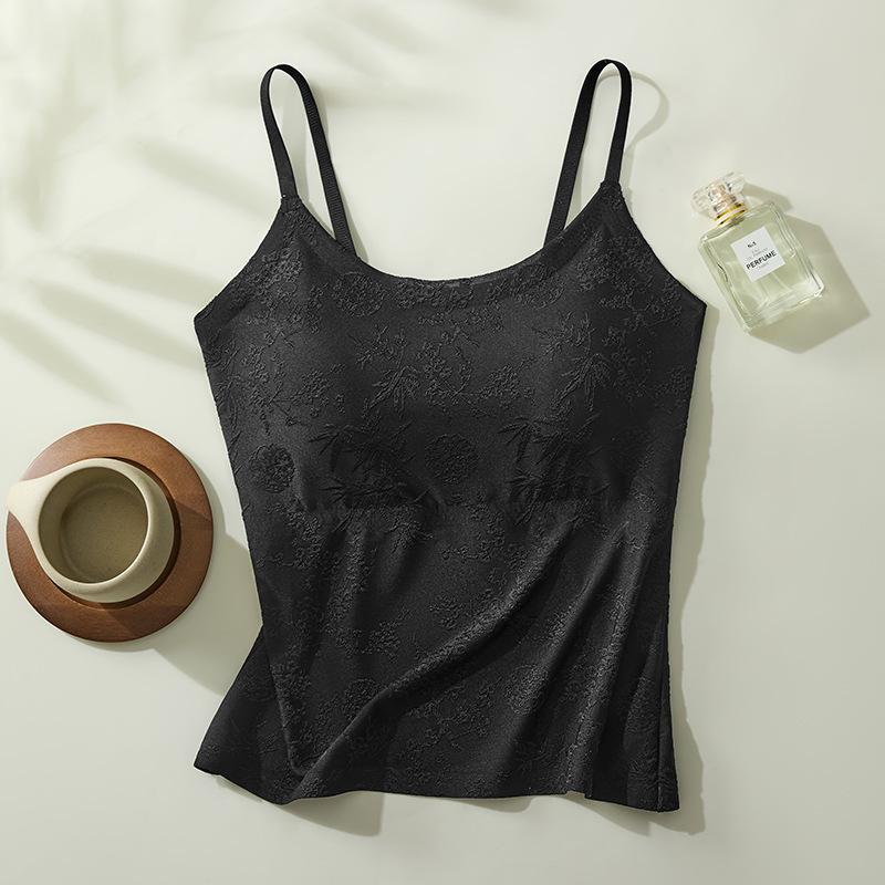 Floral Jacquard Camisole With Built In Bra M чёрный