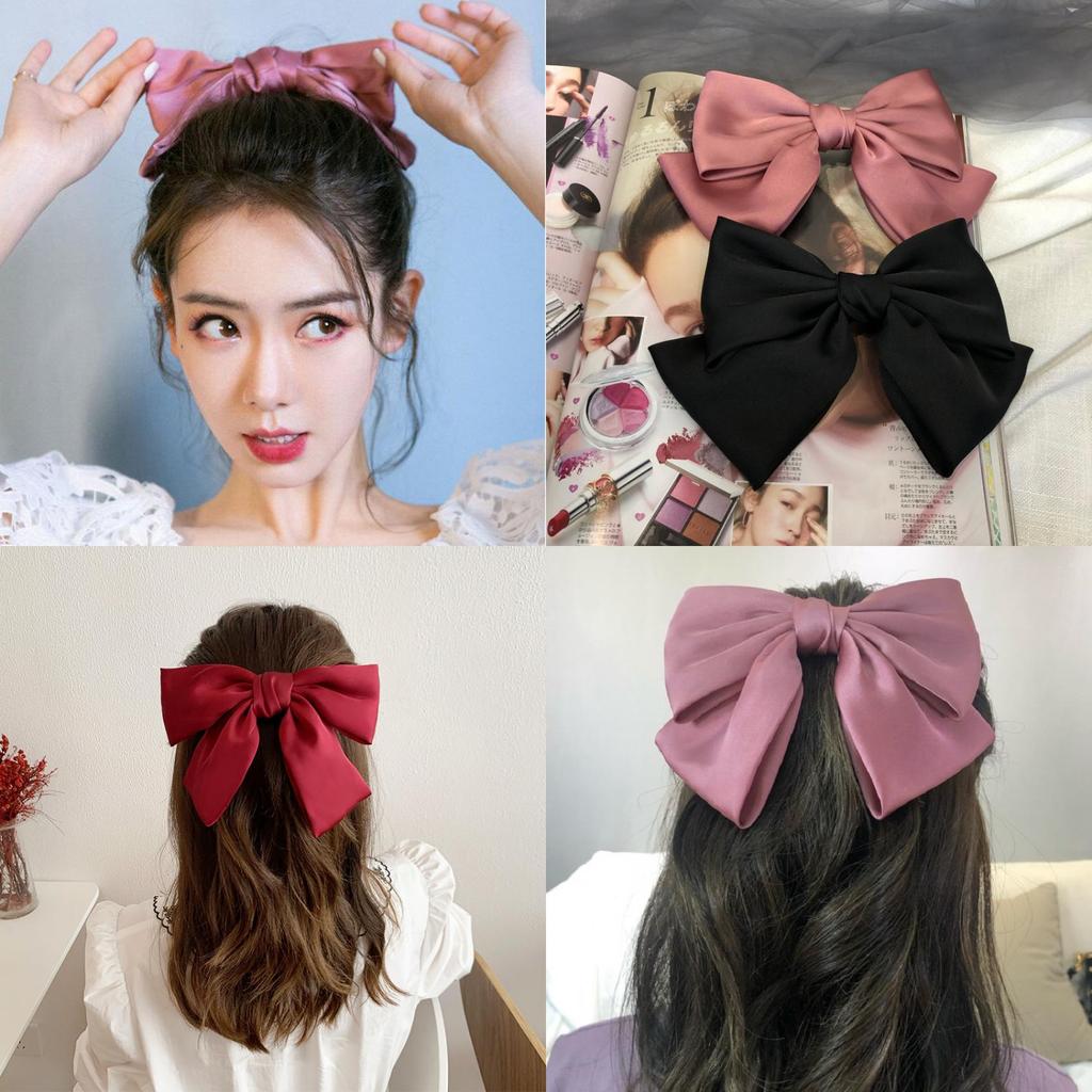 Elegant Satin Ribbon Hairpins With Big Bow For Women And Girls Accessories