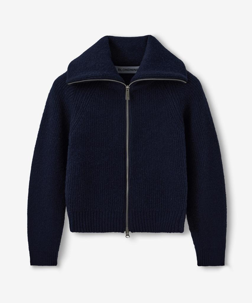 BLOND9 Volume Raglan Knit Zip-Up_Navy
