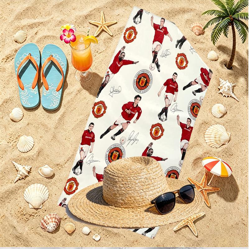 Manchester Football Print Beach Towel, Versatile Lightweight Absorbent Beach Towel for Pool Surf Yoga Bathroom, Perfect Birthday Holiday Gift