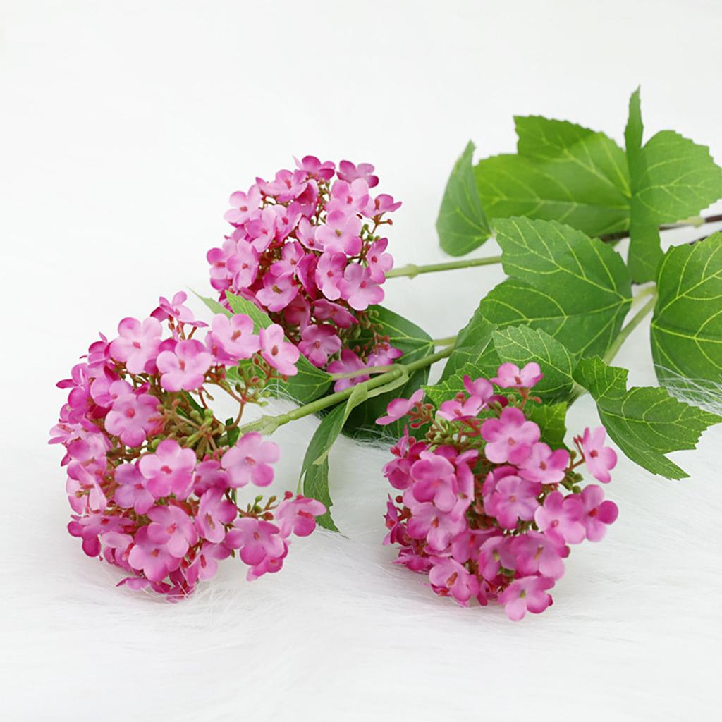 Artificial Hydrangea Lifelike 3 Flower Heads Decorative Simulation Flower for Home Wedding Office