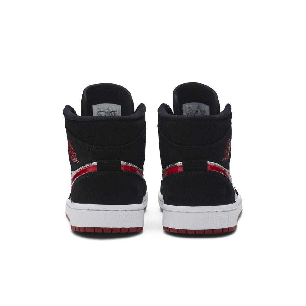 Air Jordan 1 Mid SE 'Newspaper Air Times' (Unisex) Black / Gym Red / White Vintage Basketball Shoes 852542 061