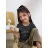 Girls' 2026 Summer Chic Letter Elastic Short Sleeve T-Shirt