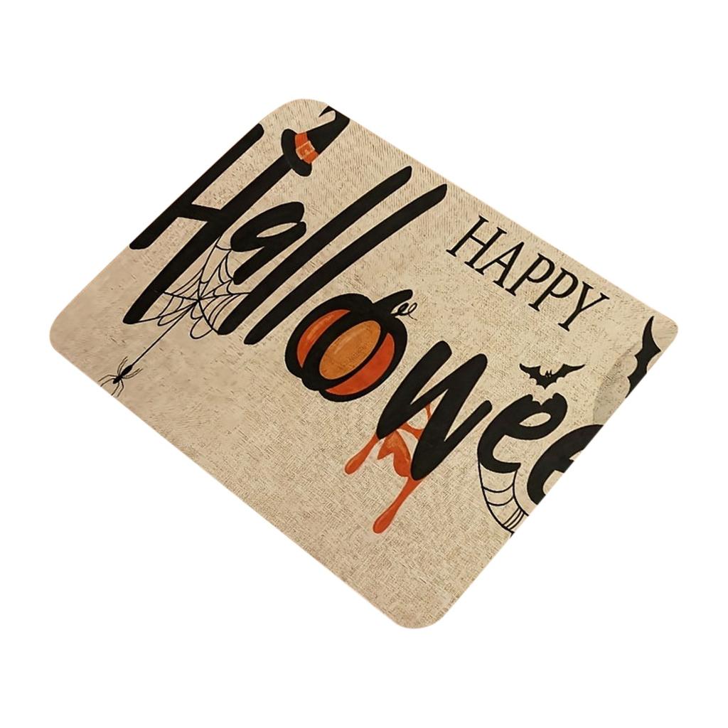 Halloween Terror Crystal Velvet Floor Mat, Bats Pumpkin, Entry Entrance, Entrance Floor Mat