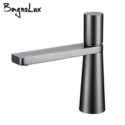Basin Faucet Gunmetal Bathroom Tap Round Single Handle Single Hole Hot And Cold Water Deck Mounted Sink Mixer