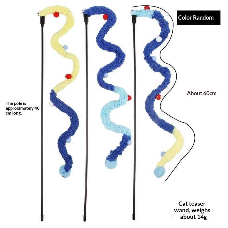 Cat Toy Feather Cat Teaser Wand Cat Interactive Toys Funny Caterpillar Colorful Rod Christmas Hairball Teaser Wand Pet Supplies