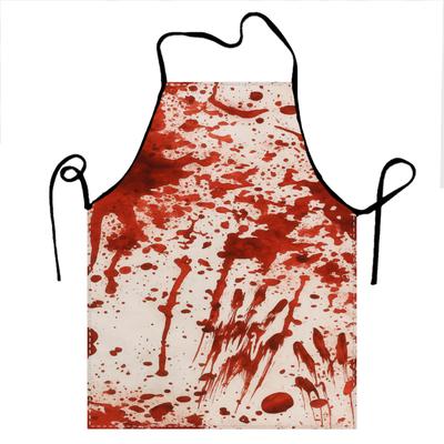 Halloween Horror Blood Splatter Apron with Black Cat and Coffee Cup Print,Perfect for Cooking, Gardening,or Holiday Party7.23