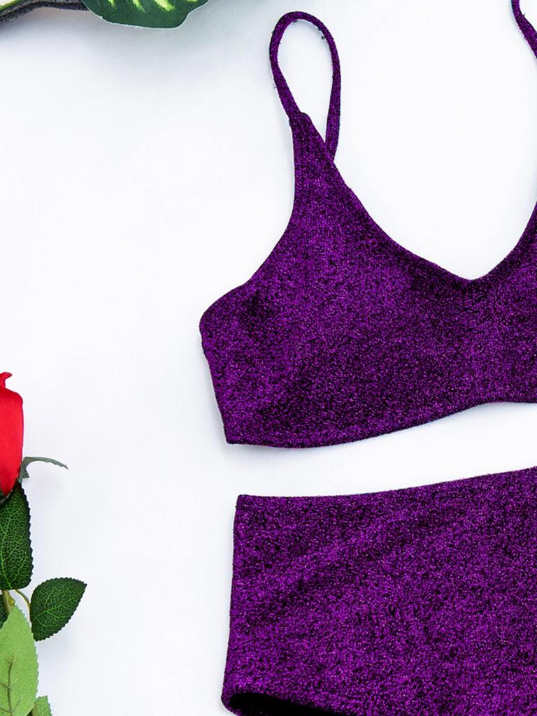 Multi-Color High-Waisted Split Bikini Swimsuit W85