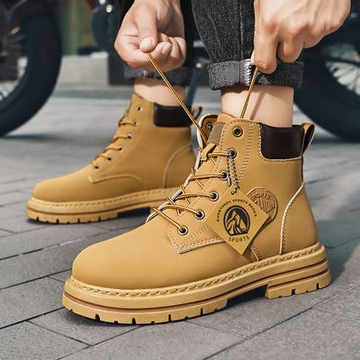Fashion High Top Snow Boots Men Leather Shoes Fashion Ankle Warm Plush Boots For Men Winter Boots Cotton Shoes Lace-Up Botas