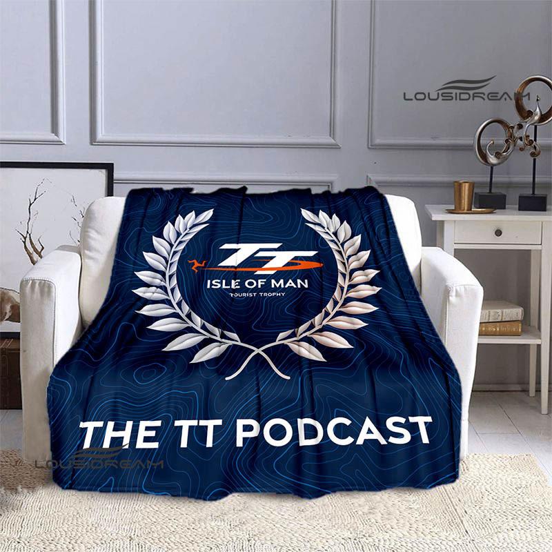 Motorcycle Isle of Man Tt Printed Blankets Flannel Warm Blanket Soft Cozy Blanket Travel Blankets Bed Linings Birthday Gift