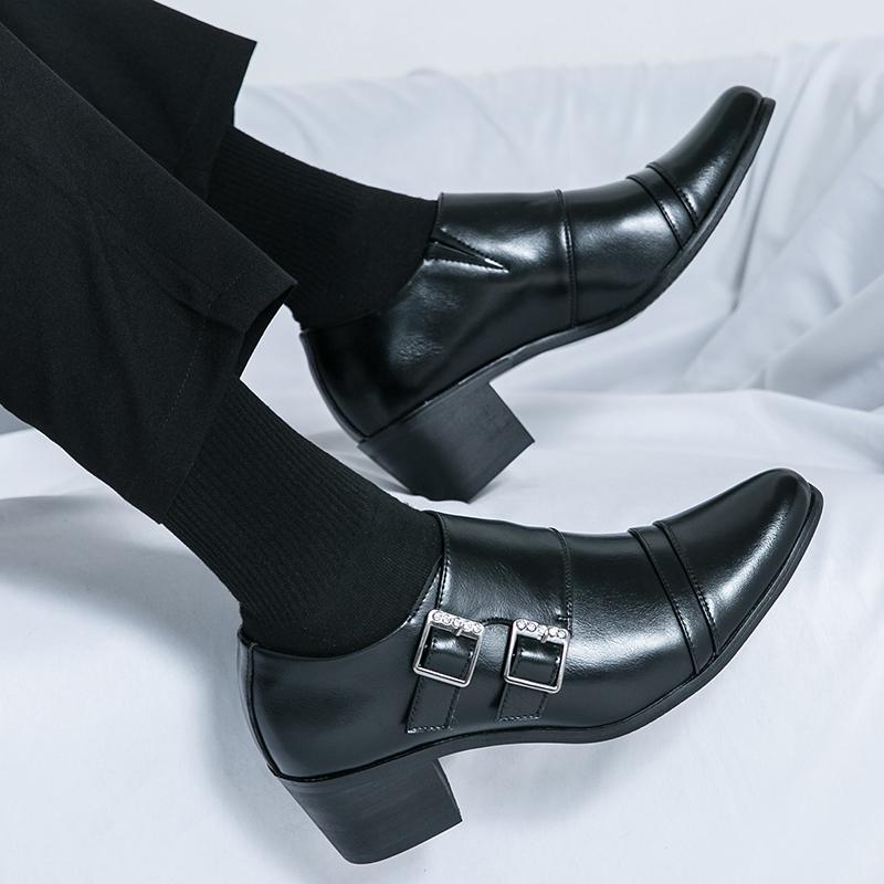 Fashion Men Italy Style High-heeled Fashion Casual Business Formal Leather Shoes Men Pointed Heightening Shoes Senior Casual Party Shoes