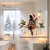 Living Room Glass Decor Christmas Ballet Girl Static Window Clings, Removable Xmas Decals, Winter Indoor Outdoor Art Ballerina Elf Stickers