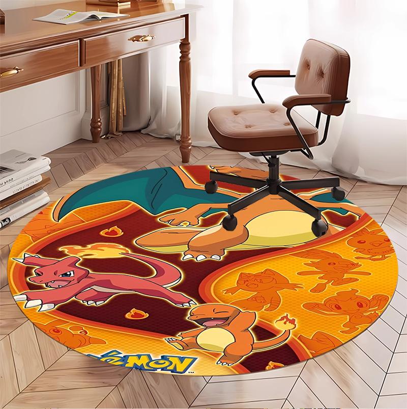 Pokemon Pattern Round Rug, Indoor/Outdoor Mat, for Picnic, Gameroom, Bedroom, Office, Living Room, Home Decor Carpet, Birthday Gift