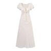 French Bubble Sleeves, Gentle Wind Temperament, Elegant Jacquard Drawstring Dress, Women's High-end Feeling, Waist and Thin Long Dress, Summer