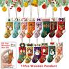 Christmas Cute Stocking Wooden Hanging Ornaments 14/28pcs Colorful Santa Claus/Snowman/Bear/Elk For Home Classroom Party De K9E2