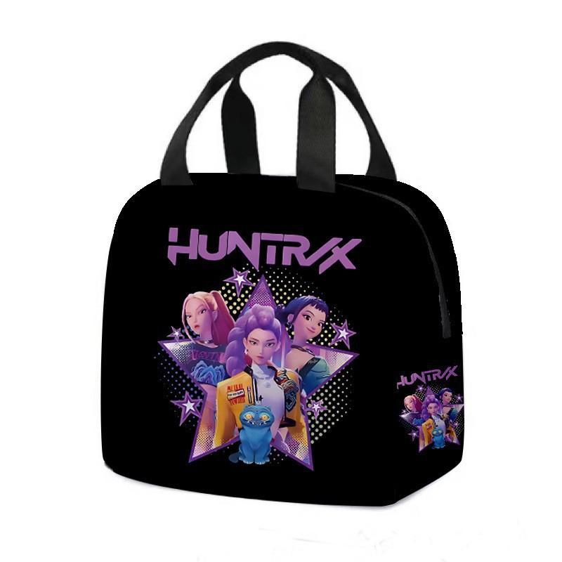 Borsa Termica per Pranzo Stile Cartone Animato Ispirata al K-Pop con Manico Pieghevole Raffreddatore Termico Bambini Adolescenti Rivestimento in Foglio di Alluminio