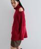 Washable Cable Knit Red F [BIS] Off-the-Shoulder Dress, Women's, BVE44140, (Size 60),