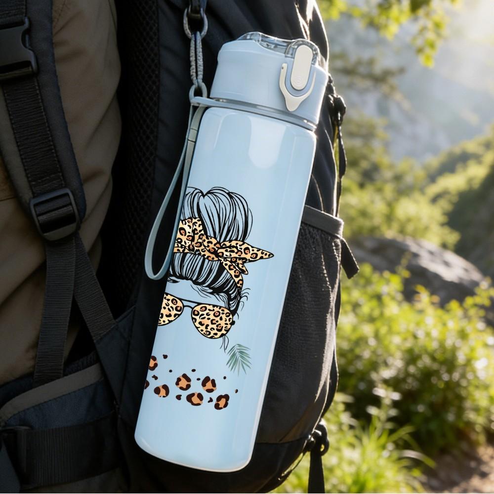 1PC Just A Girl Who Loves Coffee Quote 750ml Color Plastic Sports Water Bottle Leakproof Flip Straw Lid Suitable for Sports Office Home Use