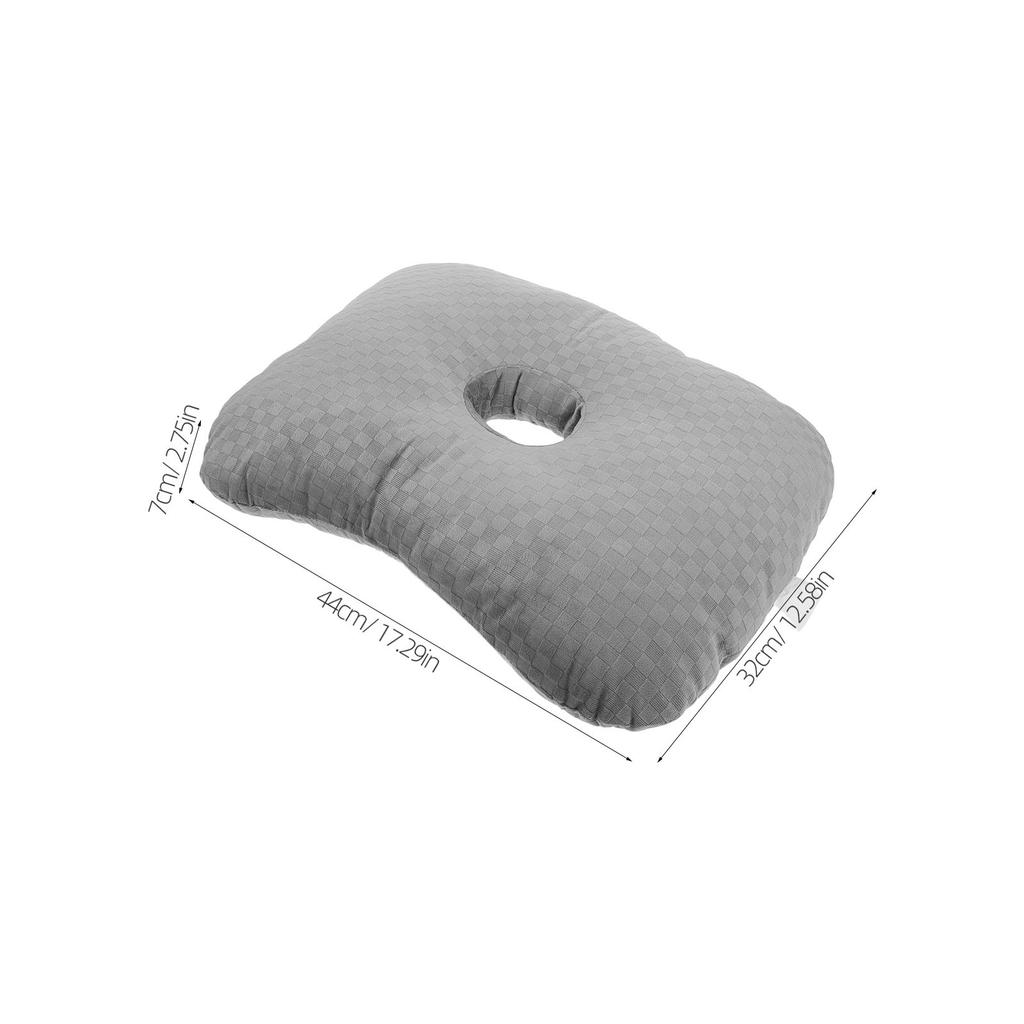 Grey Ear Pillow for Side Sleeping Hollow Center Cushion Ear Piercing Sleep Protection Recovery Soft Breathable Spa Home Use