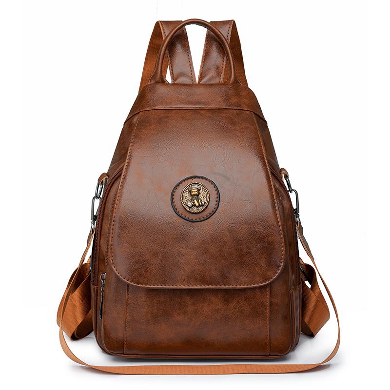 Soft Leather Backpack Women's Commuter Backpack Flip Multi-Functional Shoulder Bag