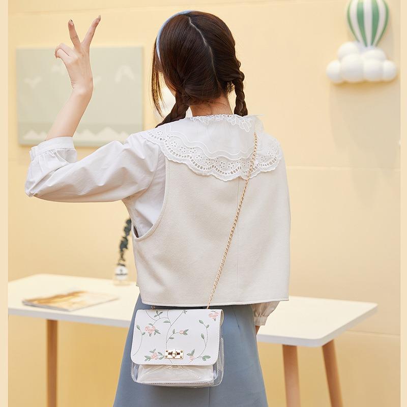 Fashion versatile printed shoulder crossbody small square bag new niche women's chain women's bag