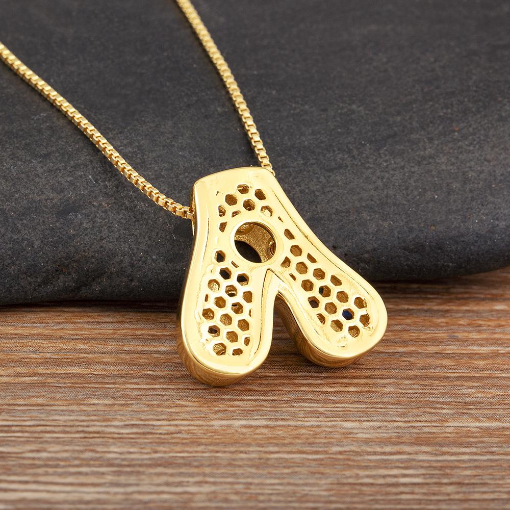 Nidin New Fashion 26 A-Z Letters Initials Alphabet Pendant Necklace For Women Men Inlaid Colorful Zircon Jewelry Accessories