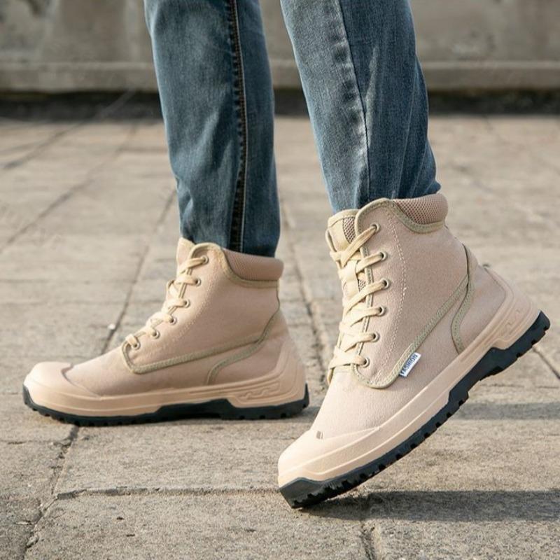 Fashion 2025 Spring Fashion Lace Up Casual Canvas Thick Soled Shoes for Men High Top Comfortable Wear-resistant Non Slip Chunky sneakers