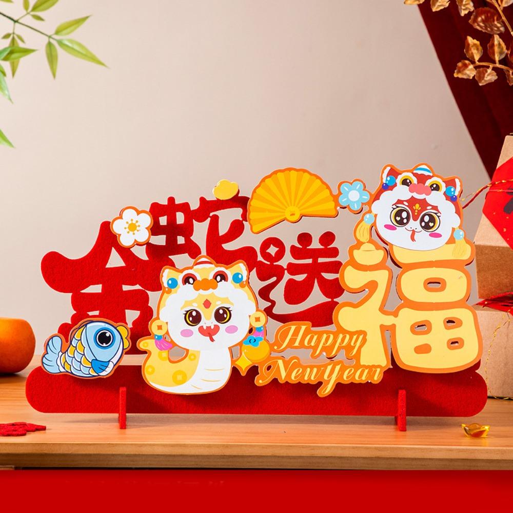 

Traditional New Year Blessing Pendant The Year of Snake Chinese Fu New Year Cartoon Hanging Flag Chinese Style Blessing Words