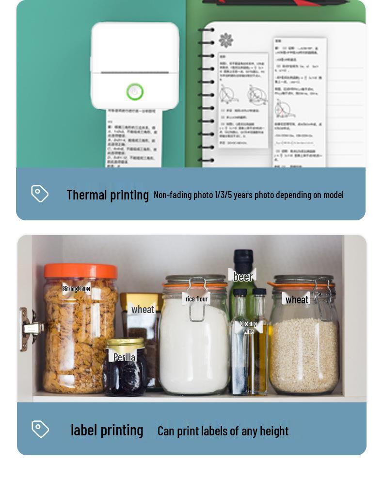 Mini Imprimantă Termică Bluetooth Portabilă pentru Studenți - Etichete Foto și Date