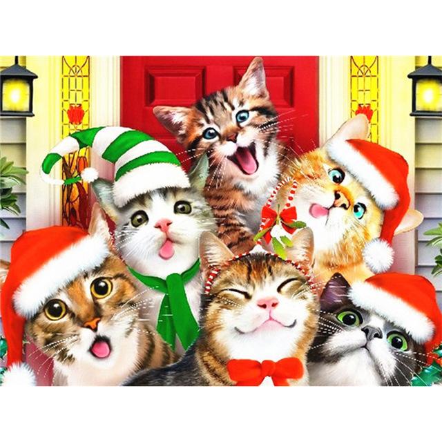 

5D DIY полная круглая алмазная живопись собака кошка группа милые животные вышивка крестиком мозаика украшение дома ремесленная живопись Full Round 20x30CM