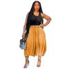 Women's Elastic Waist Wide Leg Capri Pants Loose Straight Leg Denim Culottes Streetwear Casual Cropped Trousers