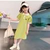 Girls Summer Heart Print Polo Dress Korean T Shirt Dress for Kids