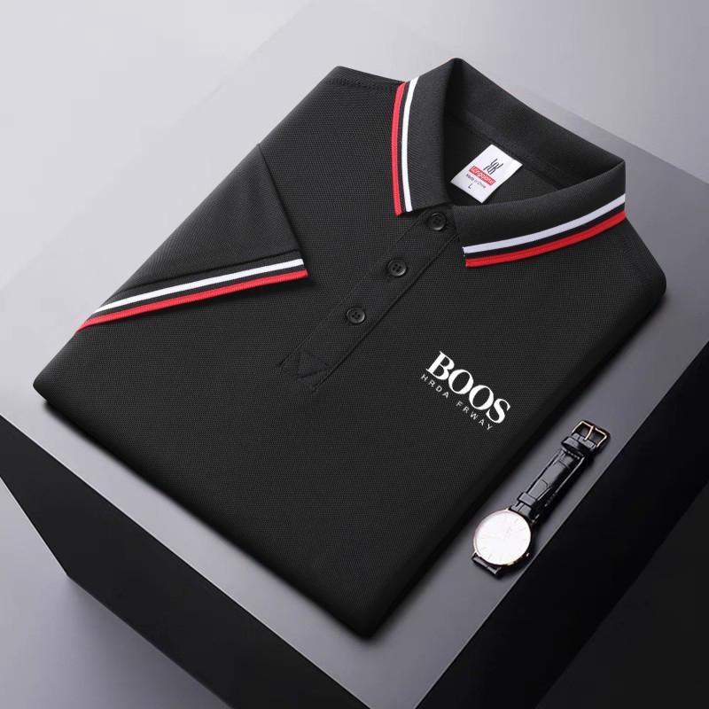 Summer New Ice Ion Fiber Embroidered Polo Shirt with Polo Collar for Moisture Wicking and Sweatwicking