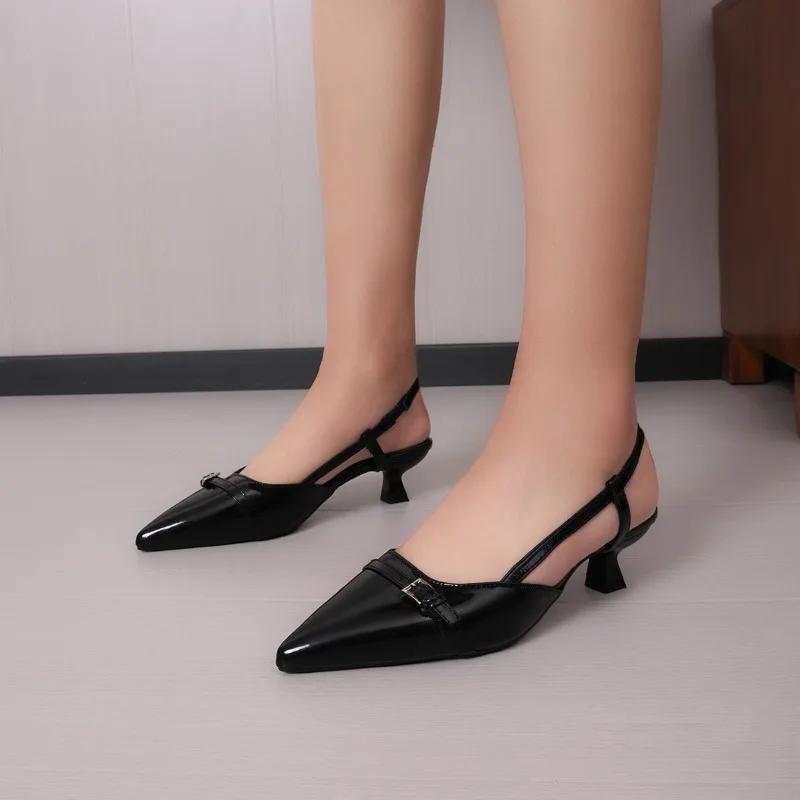 

Fashion Pointed Toe Sexy Mid Heels Party Shoes Women s Sandals Designer Summer Brand Pumps Slingback Casual Shoe Dress Slippers 2025 New 35