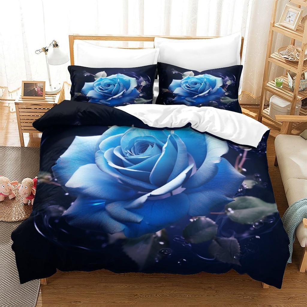 Rose Floral Duvet Cover Queen Twin King Size Romantic Flower Bedding Set for Kids Boys Girls Luxury Valentine's Day Bedding Set
