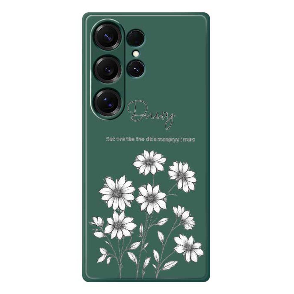For Samsung Galaxy S25 Ultra Case Sketch Flowers Pattern Printing Straight Edge TPU Phone Back Cover
