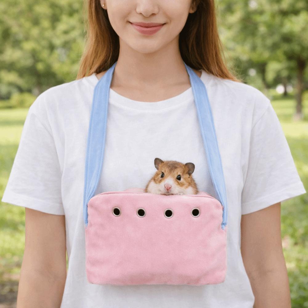 Ventilated Hamster Carrier Bag Zipper Closure Comfortable Portable Pet Carrier Soft Warm Pet Travel Tote Bag Small Animal