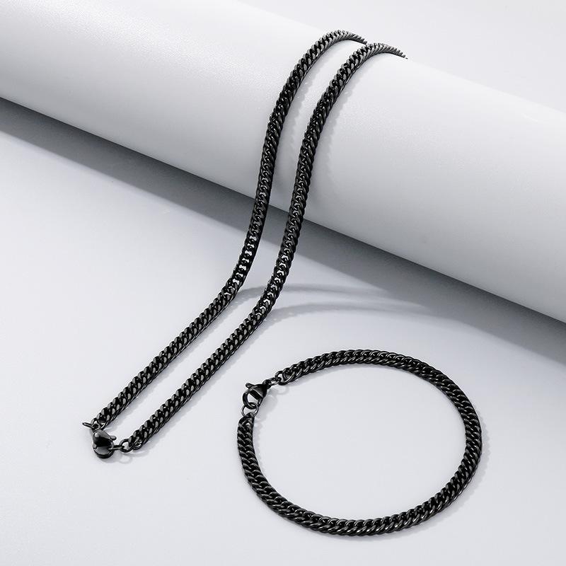 Jednoduchý hladký řetízek Dvojitě pletený Čtyřstranně broušený Náramek Hip-Hop Osobnost Více velikostí Bičíkový řetízek Titanová ocel Pánský náhrdelník