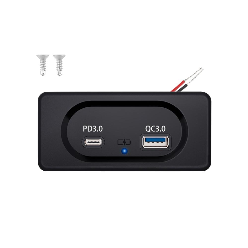 USB Charger Socket Dual USB Charger Outlet For Camper Caravan Boat Bus Truck PD3.0 Type-C Port Adapter LED Light Quick Charge Panel Wall Mount 12/24V