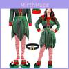 Charming Christmas Elf Role Play Outfit For Women In Olive Green With Lovely Ruffled Details