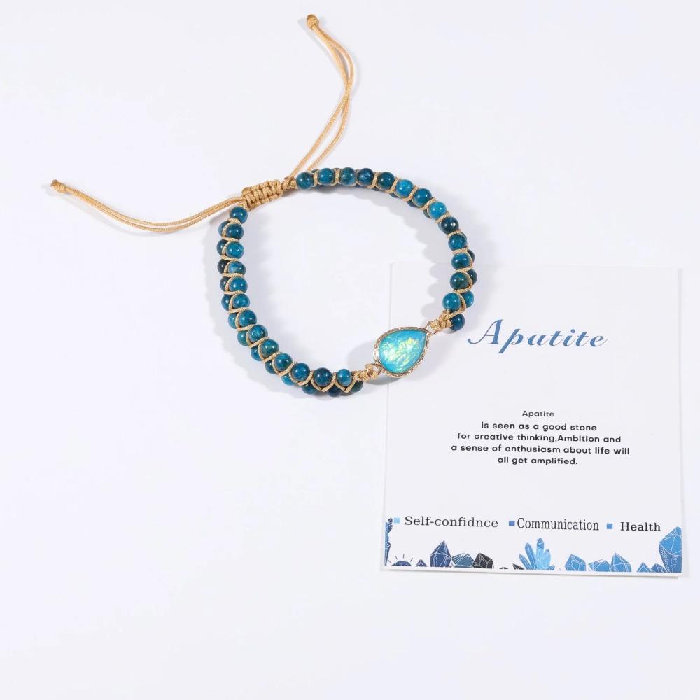 Double row apatite bracelet hand woven adjustable double row bracelet Christmas gift apatite water drop bracelet
